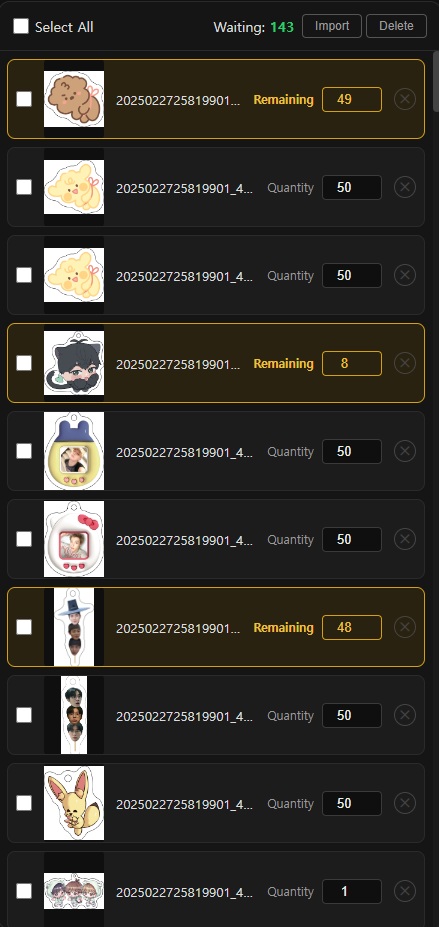 Remaining quantities after nesting